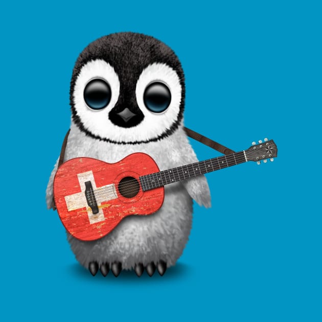 Baby Penguin Playing Swiss Flag Guitar by jeffbartels