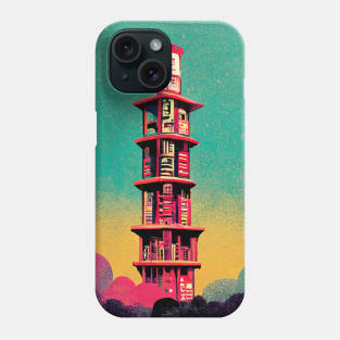 A pink tower in the colored clouds Phone Case