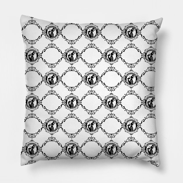 RTP White Logo Repeat Pillow by RaygunTeaParty