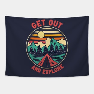 Get Out and Explore | Fun Camping Illustration Tapestry