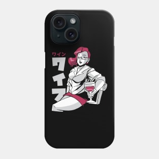 Japanese girl with wine Phone Case