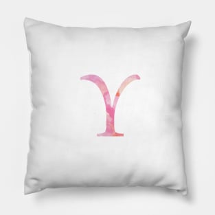 Pink Upsilon Watercolor Letter Pillow