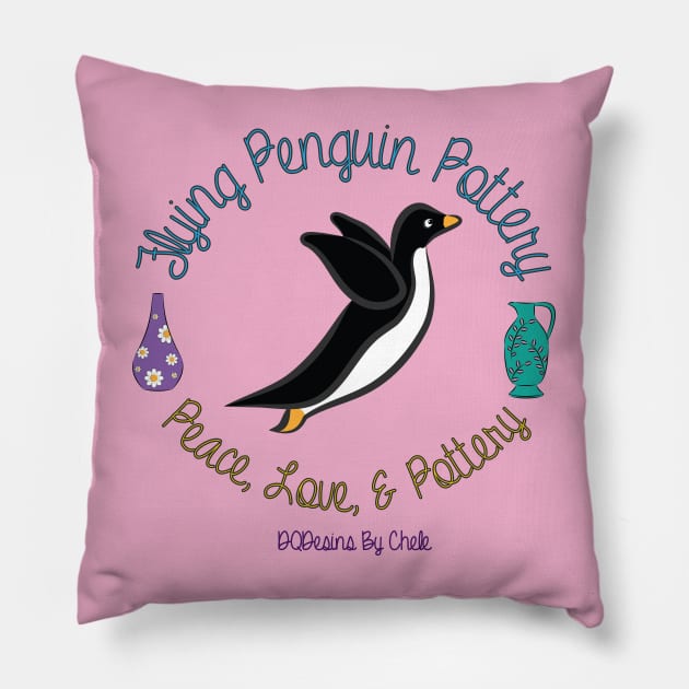 Flying Penguin Pottery Pillow by DQDesigns By Chele