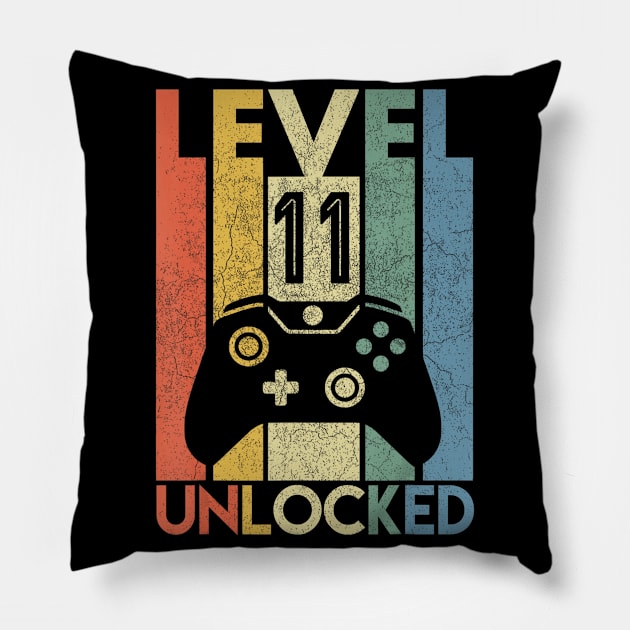 Level 11 Unlocked Shirt Funny Video Gamer 11th Birthday Gift Pillow by martinyualiso