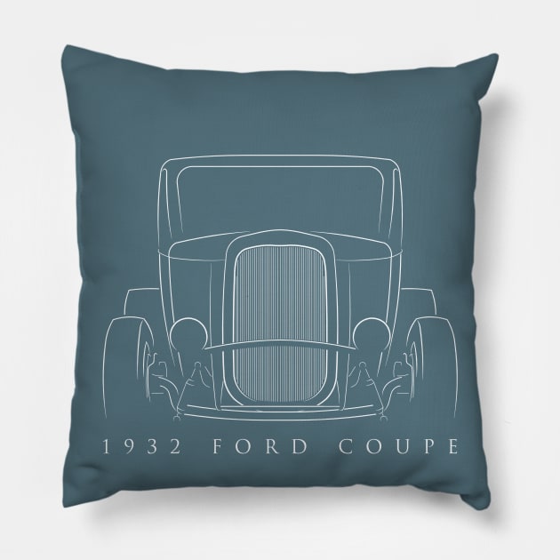 1932 Ford Model A Coupe - front stencil, white Pillow by mal_photography