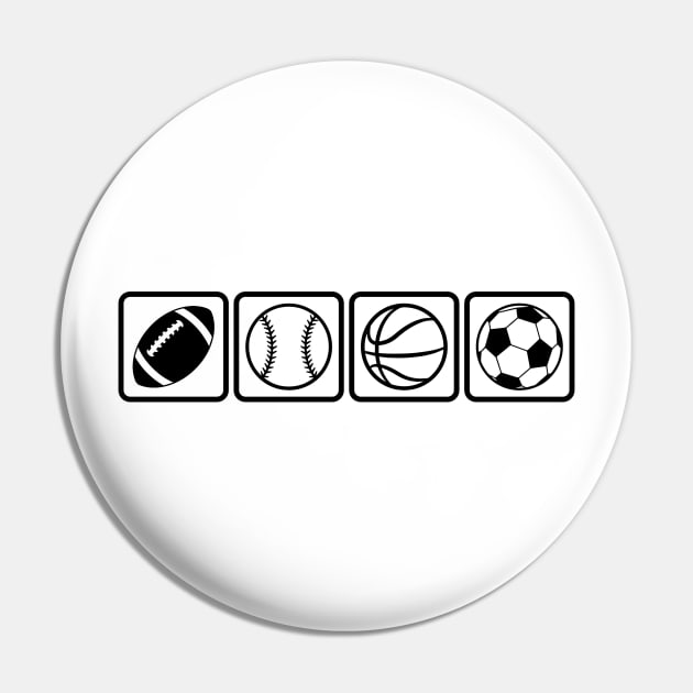 Sport Love, Football & Baseball & Basketball & Soccer, Favourite sport, Iconic Ball Quartet Pin by Allesbouad