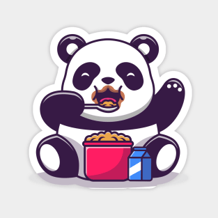 Cute Panda Eating Cereal And Milk Breakfast Magnet