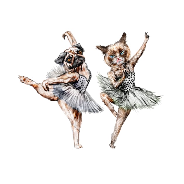 Hipster Ballerinas - Dog Cat Dancers by notsniwart