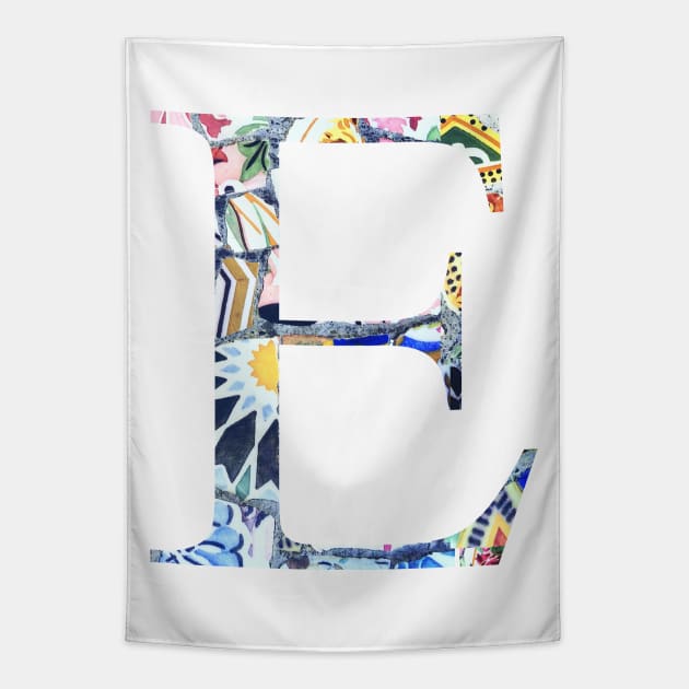 Barcelona Gaudi Mosaic Letter E Epsilon Sorority Letter Tapestry by aterkaderk