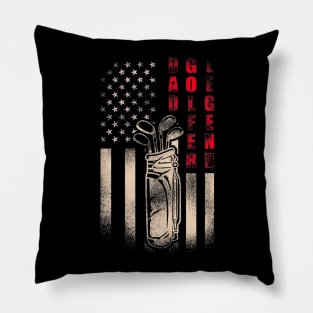 Dad Golfer Legend American Flag Fathers Day Pillow