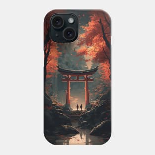 Magical Torii Gate in Autumn Japanese Forest - Aesthetic Anime and Manga-inspired Design Phone Case