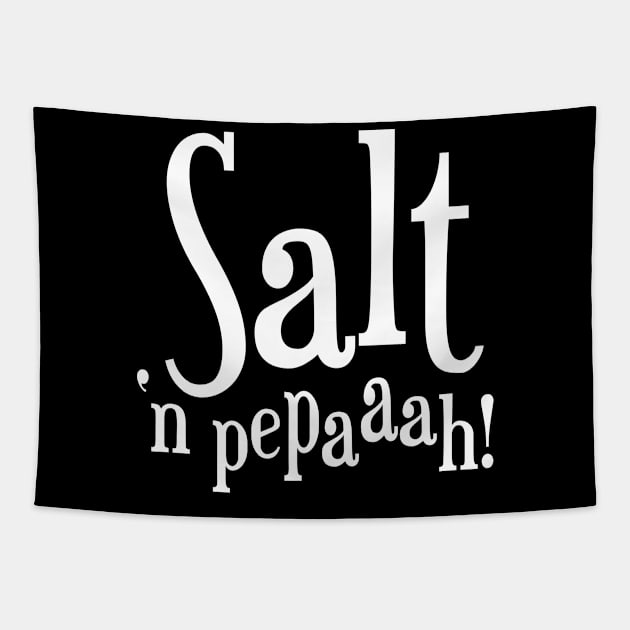 Salt and Pepper Funky Text Tapestry by bpcreate