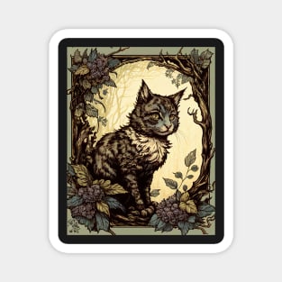 Cute brown cat - old school Magnet