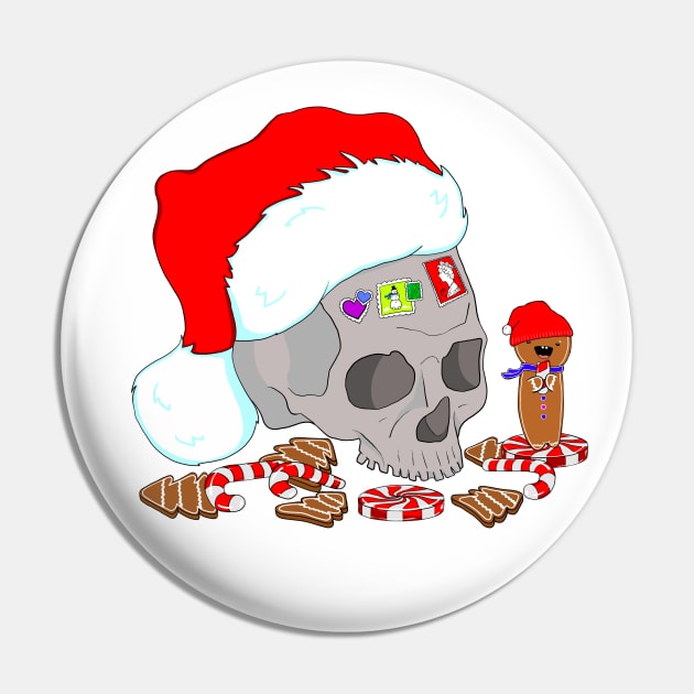 Xmas skull and Gingie Pin by Red Fox