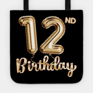 12th Birthday Gifts - Party Balloons Gold Tote