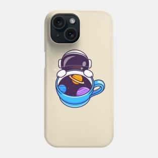 Cute Astronaut With Coffee Space Cup Cartoon Phone Case