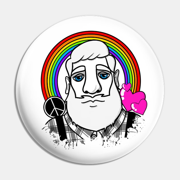 Peace, Love, and Rainbow with Bearded Man in Plaid Pin by The Craft ACE