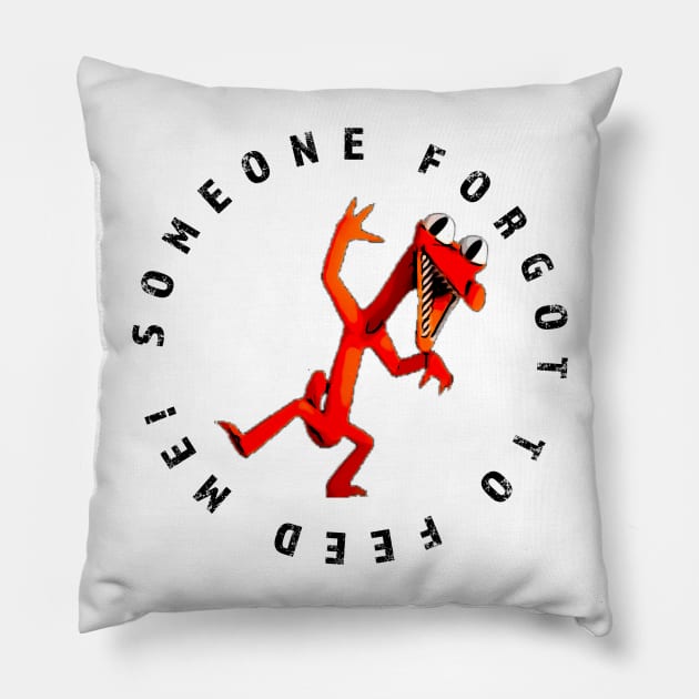 Forgot To Feed Orange! - Rainbow Friends Pillow by Atomic City Art