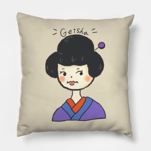 Pop Vintage Japanese Geisha Kimono Girl Art Logo Aesthetic Tattoo Japan Samurai Pillow