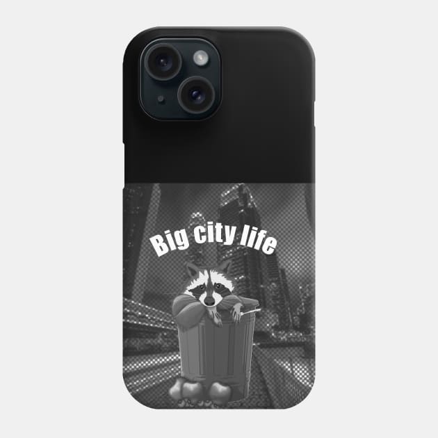 Big city life Urban raccoon Phone Case by KateQR