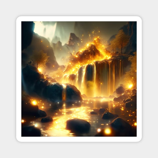 Fantasy Magic Gold waterfall Magnet by Lilbangdesigns
