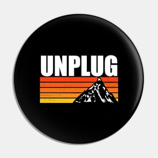 UNPLUG Vintage Retro Sunset Brown Orange Colors Pin