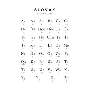 Slovak Alphabet Language Learning Chart, White T-Shirt