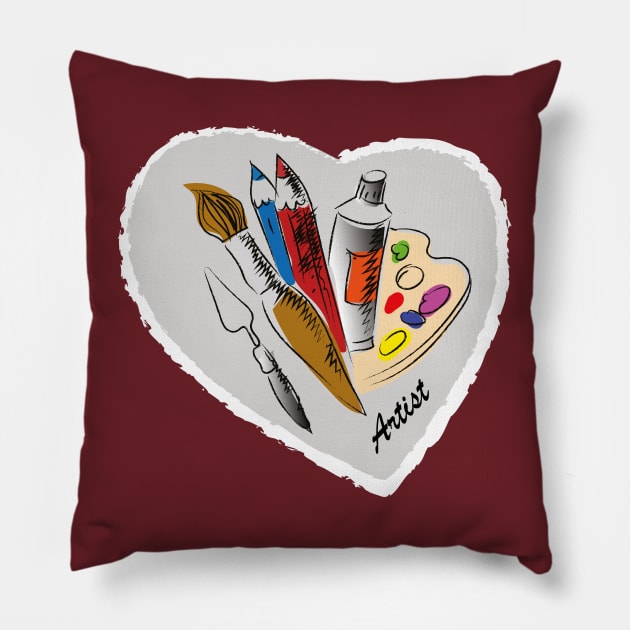 Artist tools Pillow by Elena Akopian