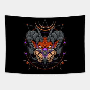 Devil head with sacred geometry Tapestry