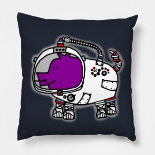 Purple Pig in Space Pillow