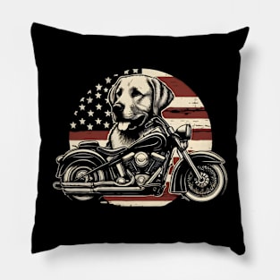 Lab Dad USA Flag Labrador dad Fathers Day Motorcycle lover 4th of July Pillow