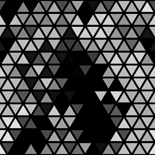 Geometric Fractal Triangles Black Noir Magnet
