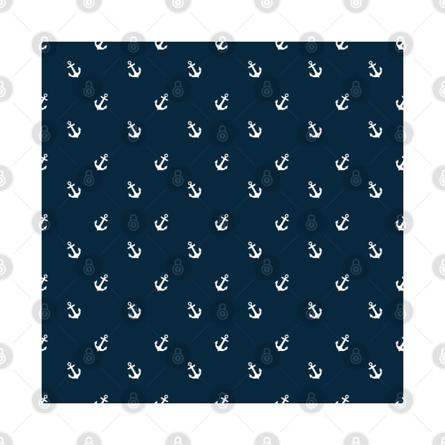 Navy Blue Nautical with White Anchors by Peter the T-Shirt Dude