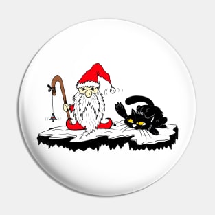 Santa Elf & Cat Pin