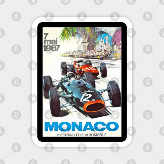 1967 Monacos Grand Prix Racing Magnet by Ink Lines