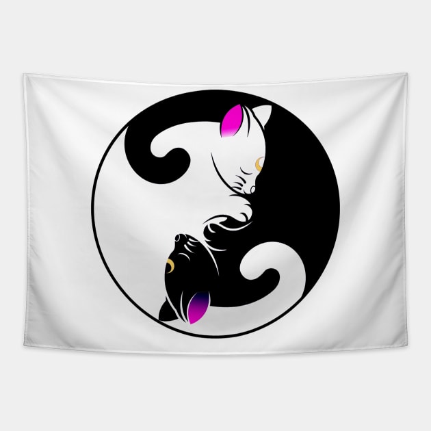 ying yang cat Tapestry by tedd