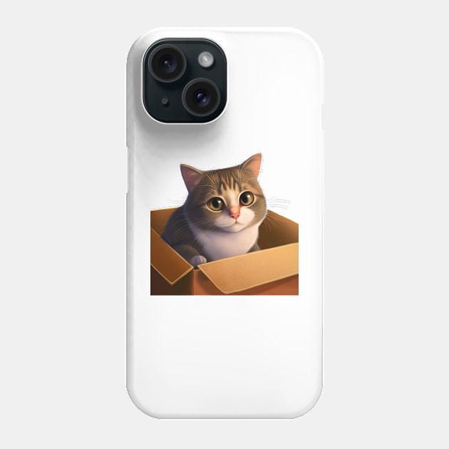 funny cat in box Phone Case by TrvlAstral