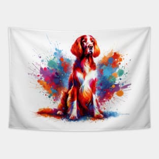 Colorful Irish Red and White Setter Artwork Tapestry