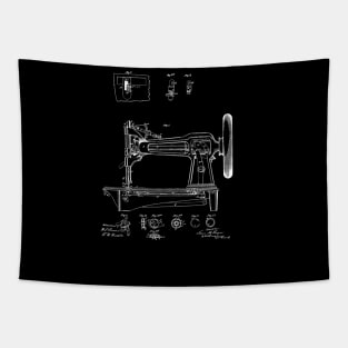 Sewing Machine Vintage Patent Hand Drawing Tapestry