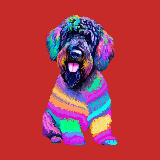 Black Russian Terrier Dog Trippy Rainbow Art by Furrban