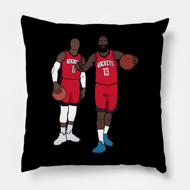 Russell Westbrook x James Harden Houston Rockets Tshirt Pillow by IveyEricssonArt