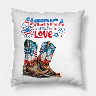 Country Western Patriotic Cowboy Boot Design Pillow