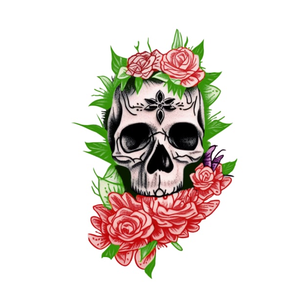 Skull and flower by Dope_Design