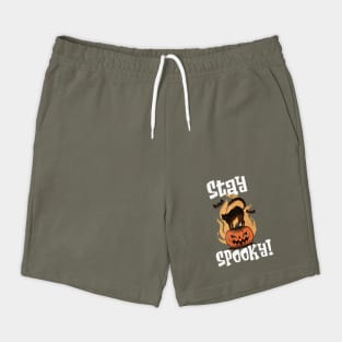 Stay Spooky: Black Cat and Jack-o'-Lantern Halloween Design Shorts