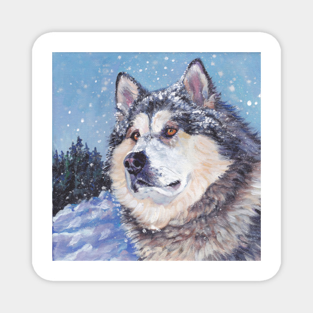 Alaskan Malamute Fine Art Painting Alaskan Malamute Magnet