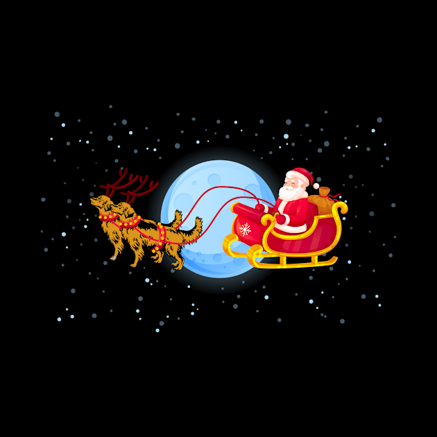 Santa Riding Golden Retriever Reindeer by Skylane