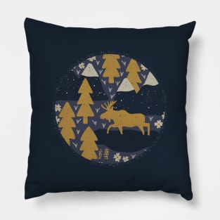 Mountain Moose (Gold & Slate) Pillow