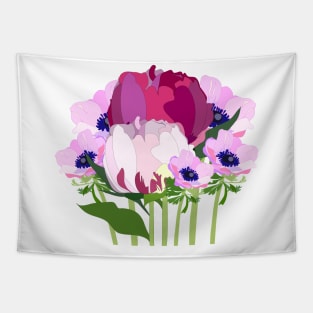 Peonies and anemones pink flowers Tapestry