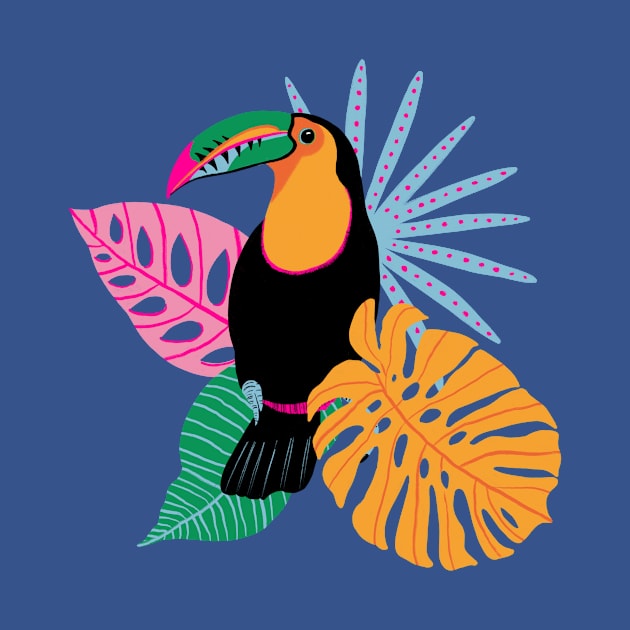 Toucan with Tropical Leaves by SarahWIllustration