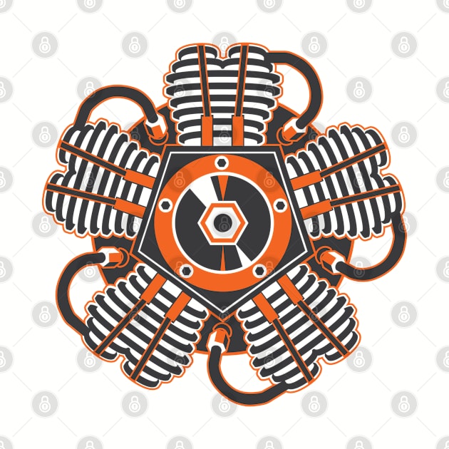 Radial Engine Two Tone Orange by SteveGrime